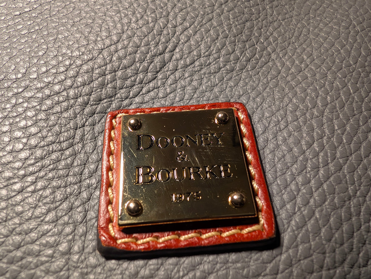 Dooney & Bourke Pebble Grain Dome Satchel Gray Brown Leather Crossbody Bag
