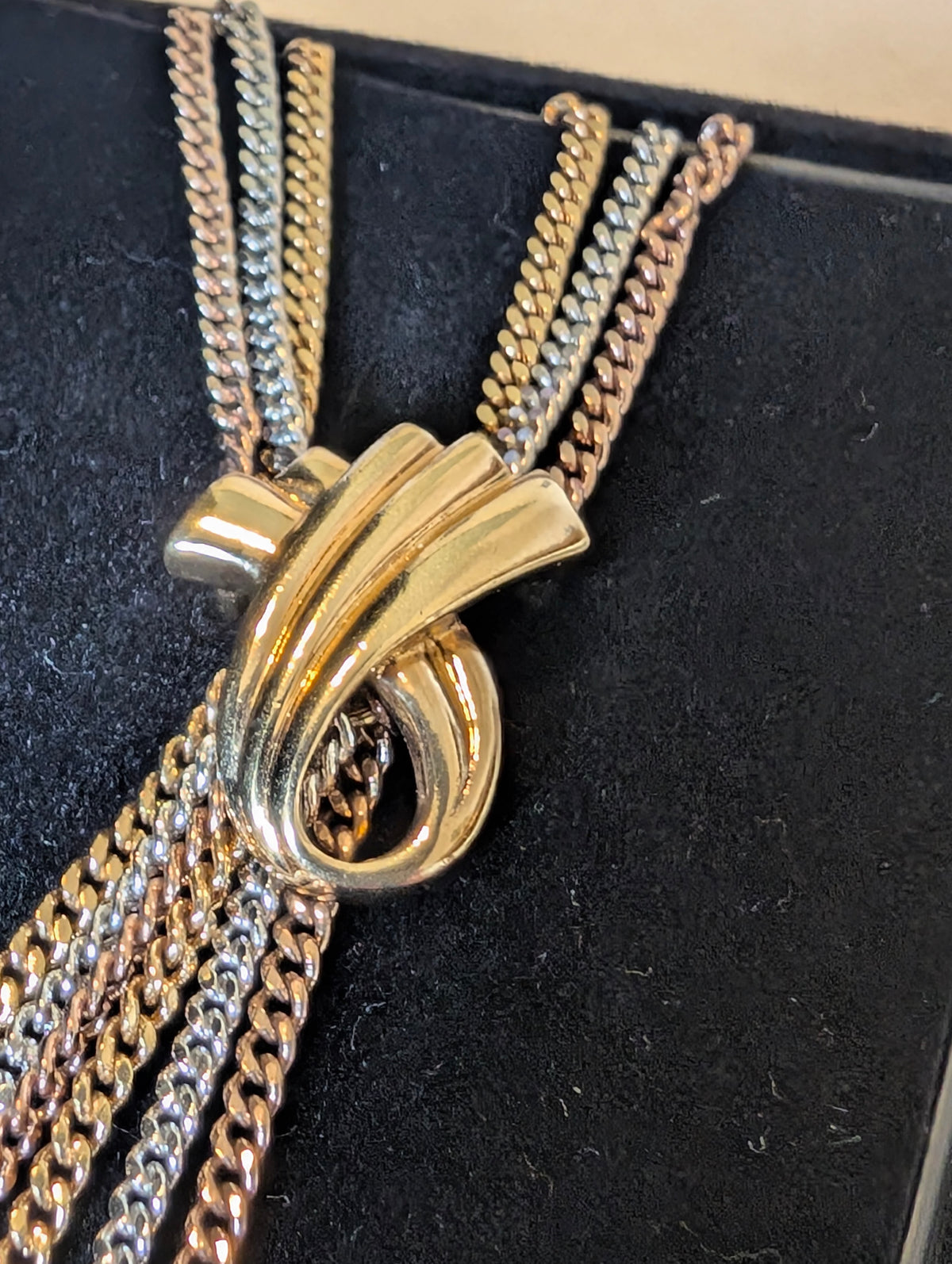 Vintage Designer Tri-Tone Tassel Necklace: Avon