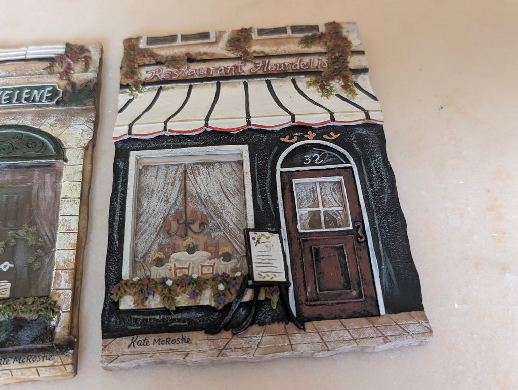 Kate McRostie Hand Painted Bistro Wall Plaques (3) European Café Restaurant