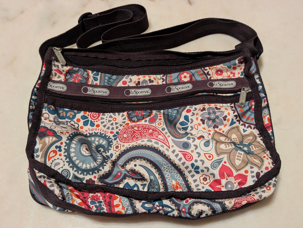 LeSportsac Paisley Floral Crossbody Shoulder Bag Nylon Zip Travel Lightweight