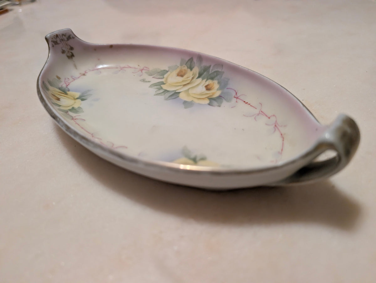 Antique Prussia Royal Rudolstadt Studio Handpainted Porcelain Relish Dish