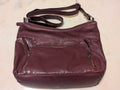 Burgundy Leather Shoulder Bag – Multiple Zip Pockets