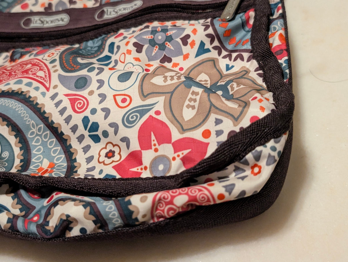 LeSportsac Paisley Floral Crossbody Shoulder Bag Nylon Zip Travel Lightweight