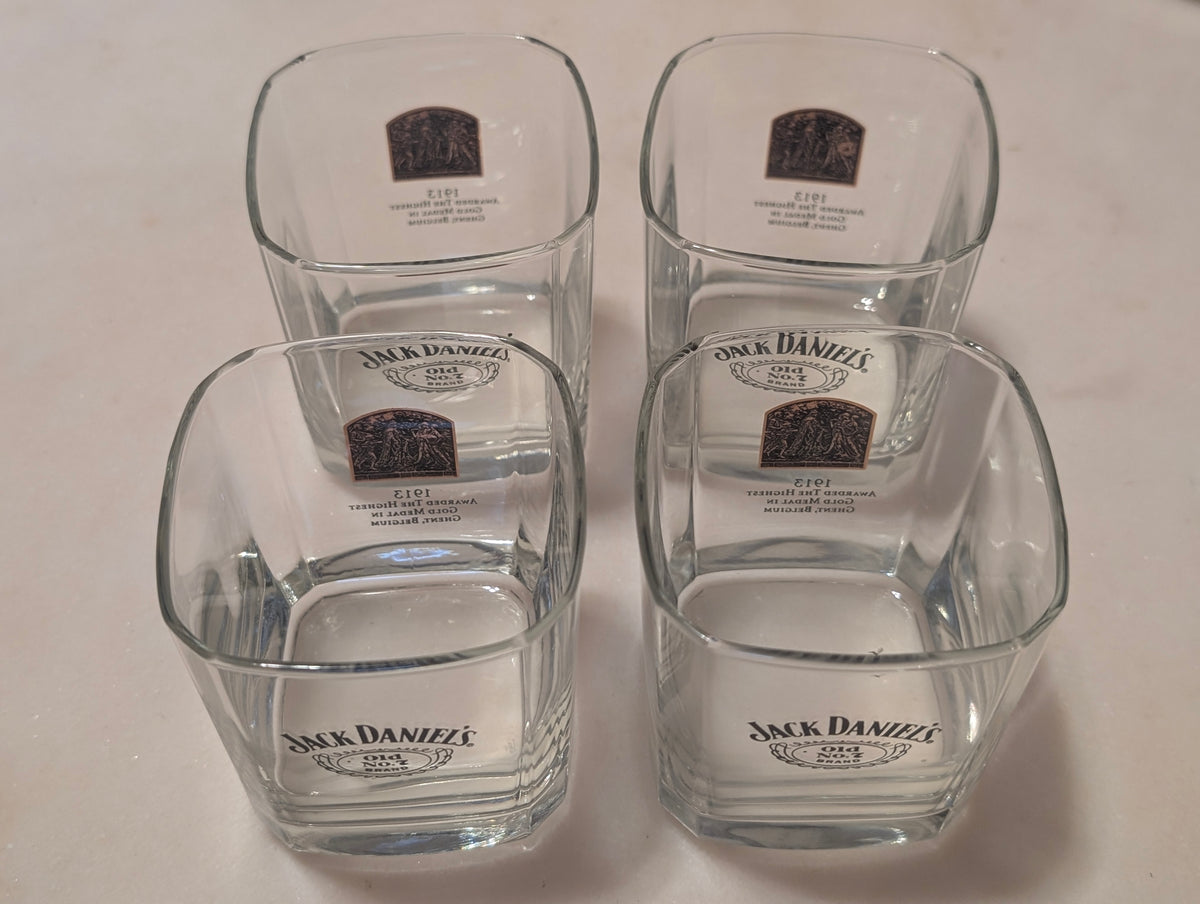 Jack Daniel's Old No. 7 Square Whiskey Rocks Glasses Set of 4, 1913