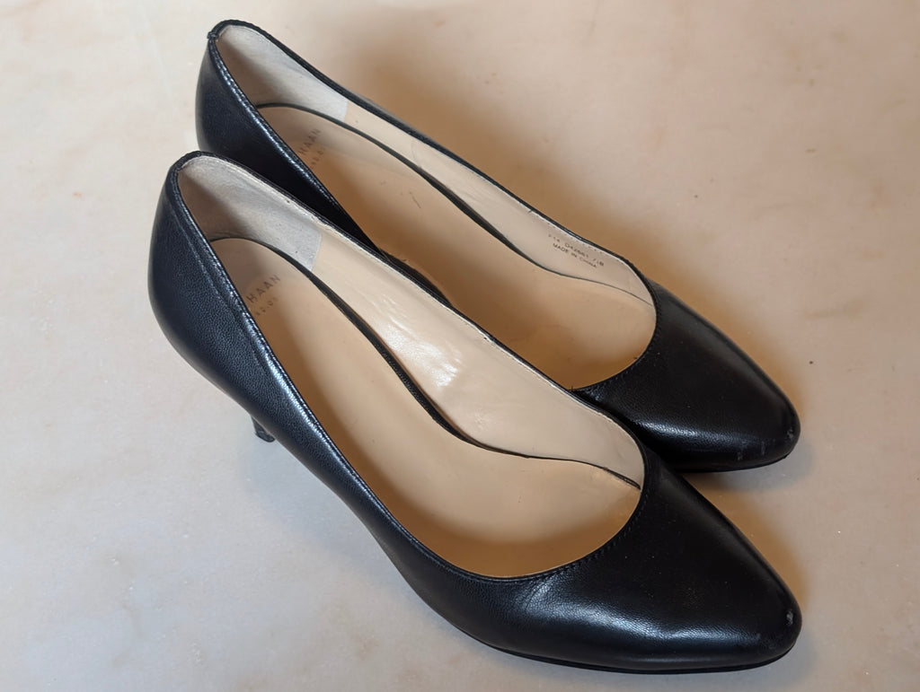 Cole Haan Grand.OS Black Leather Pointed Toe Pumps Heels Women's 7.5B Classic Ca