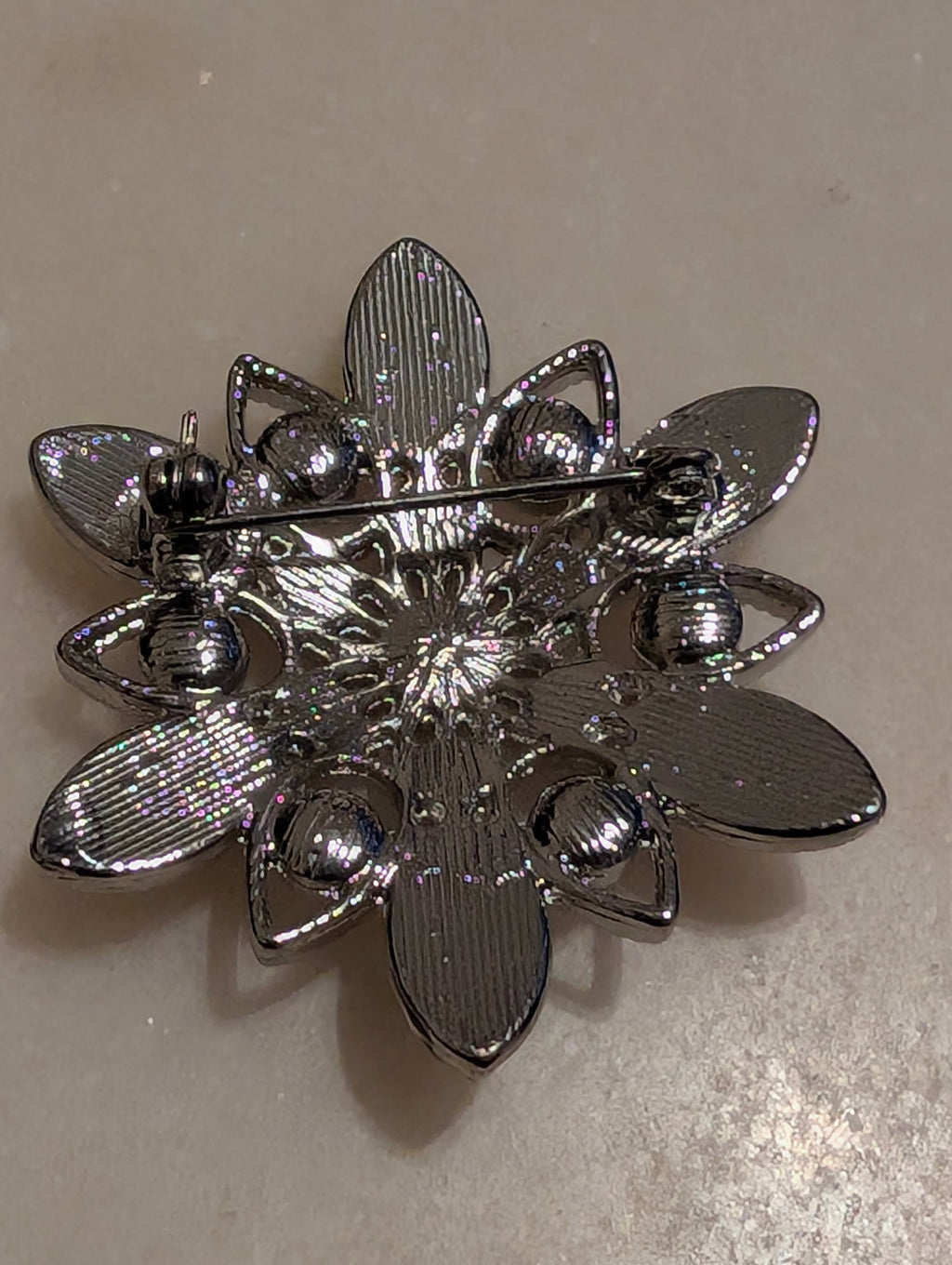 Floral Snowflake Brooch Pin Statement Costume Jewelry