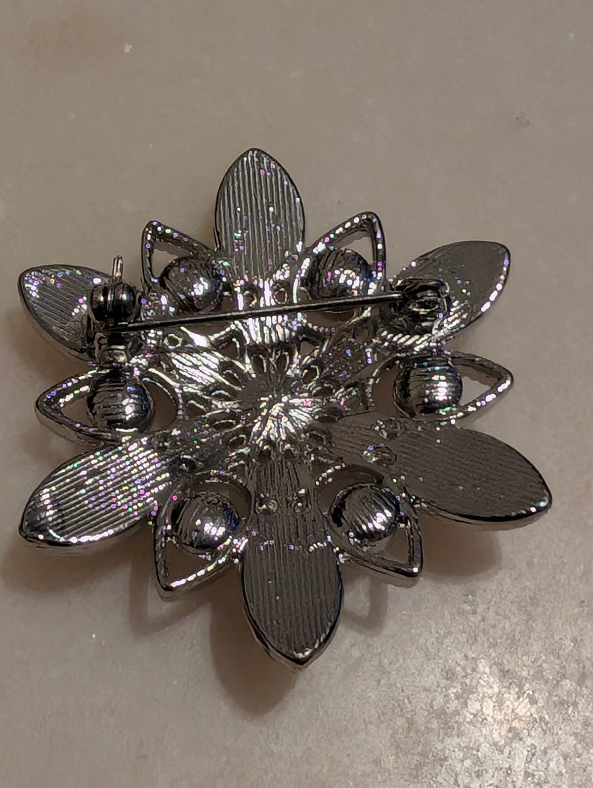 Floral Snowflake Brooch Pin Statement Costume Jewelry