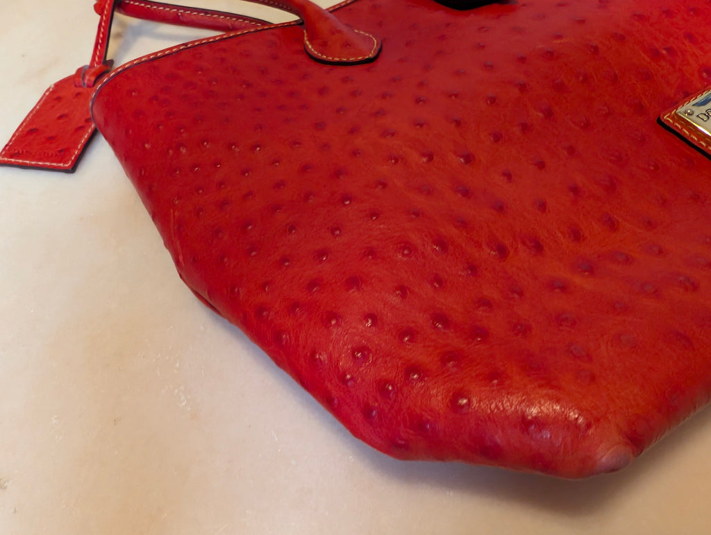 Dooney & Bourke Ostrich-Embossed Leather Tote (Red/Coral)