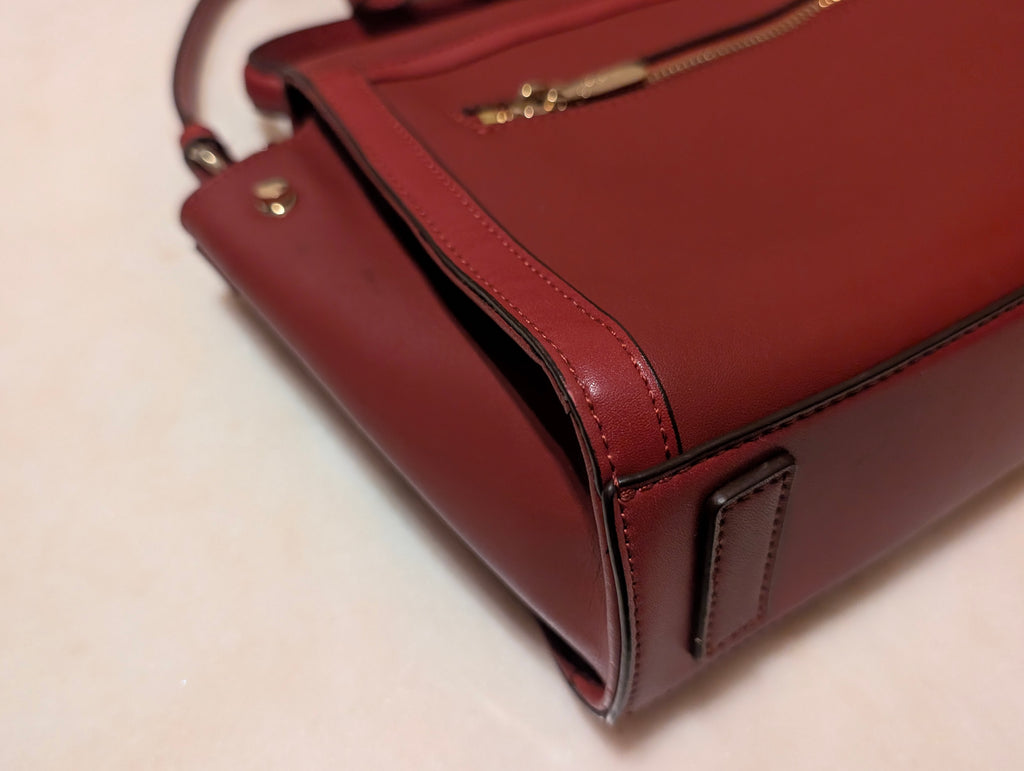 La'Festin Burgundy Structured Top Handle Satchel Crossbody Shoulder Bag