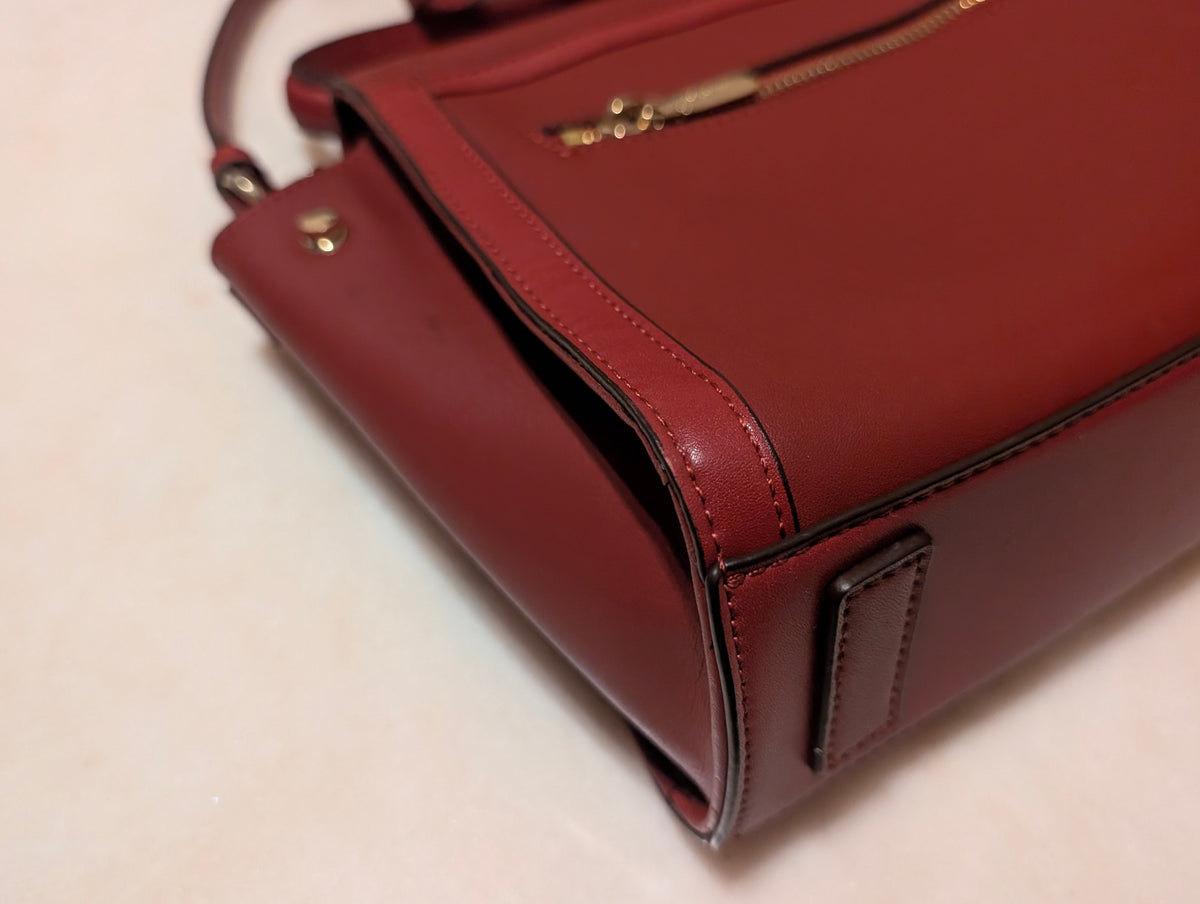 La'Festin Burgundy Structured Top Handle Satchel Crossbody Shoulder Bag