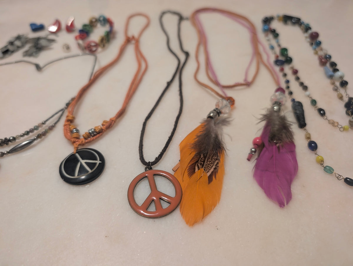 Vintage Silver Tone Jewelry Bundle: Boho Hippie Style