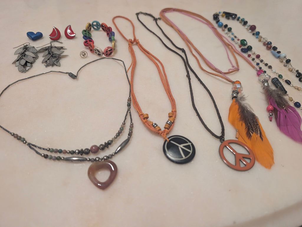 Vintage Silver Tone Jewelry Bundle: Boho Hippie Style
