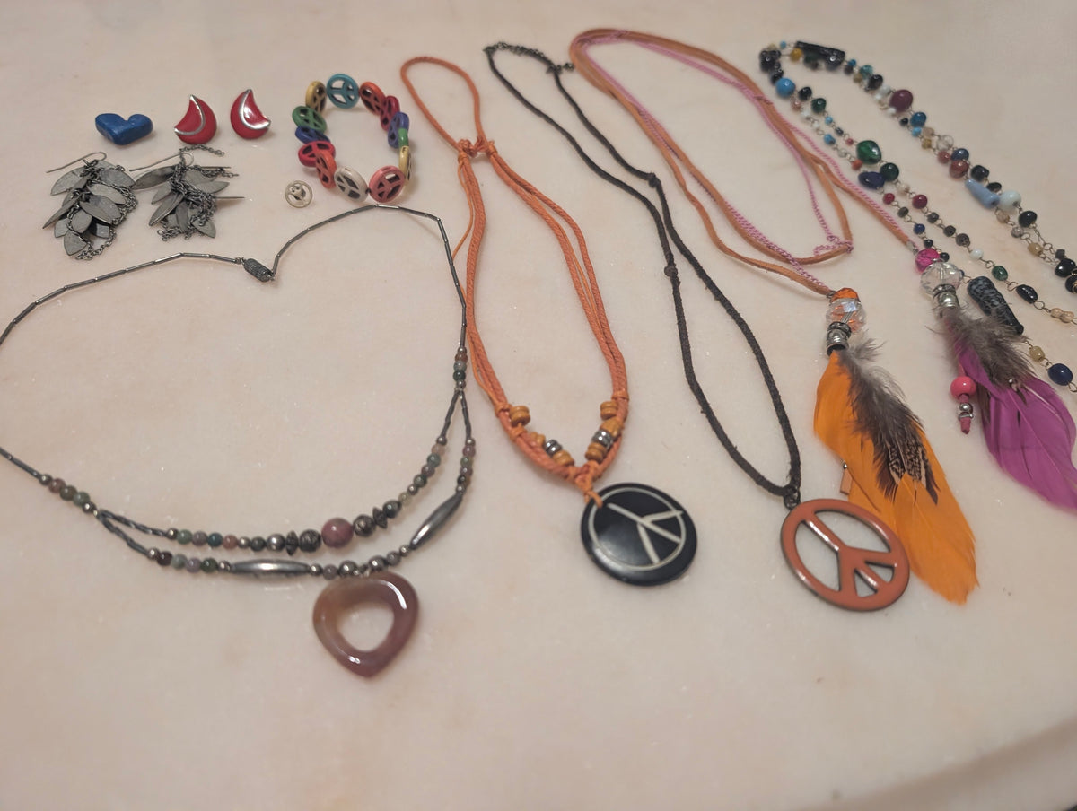 Vintage Silver Tone Jewelry Bundle: Boho Hippie Style