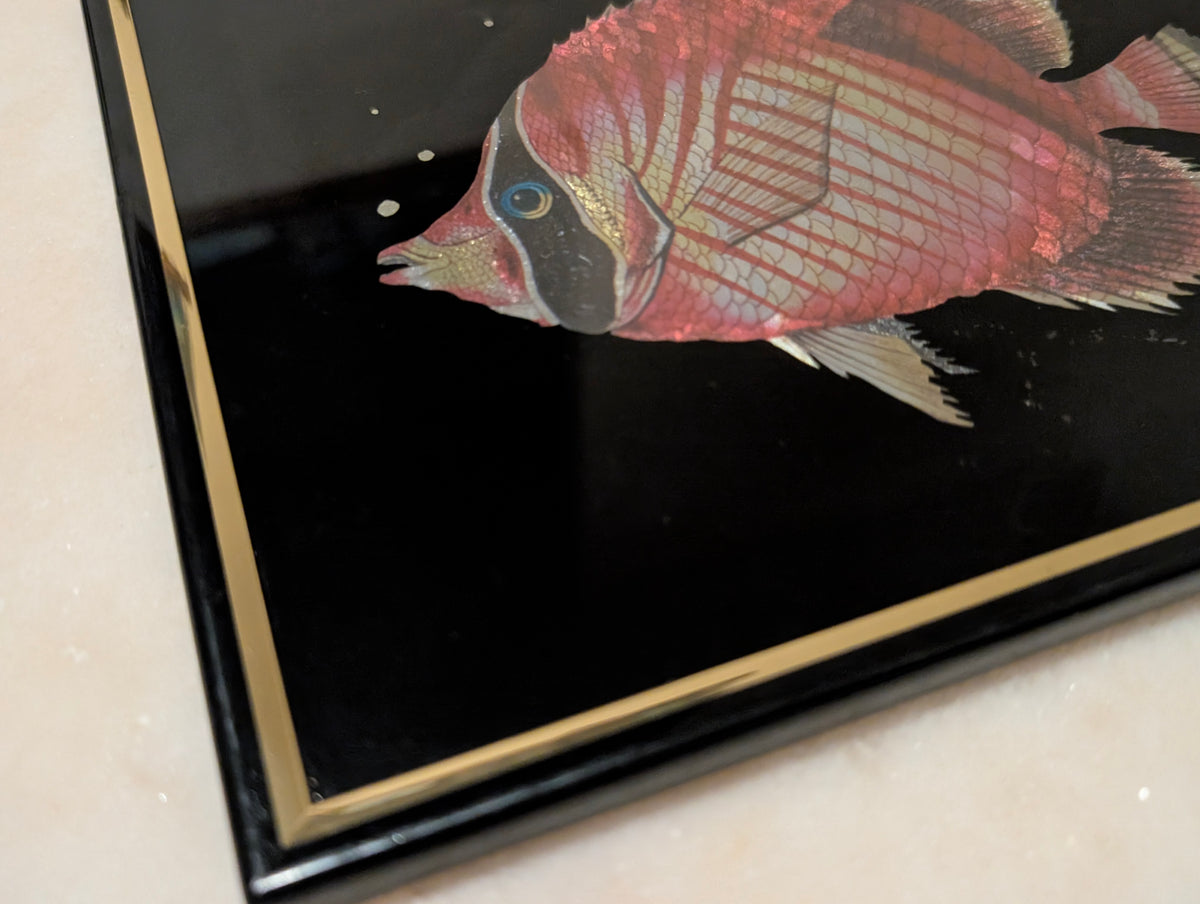 Vintage Kafka Industries #4406 Butterflyfish 3D Foil Wall Art Framed Tropical Fish Made in USA