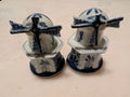 Vintage Delft Blue Holland Windmill Salt & Pepper Shakers Rotating Blades Pair