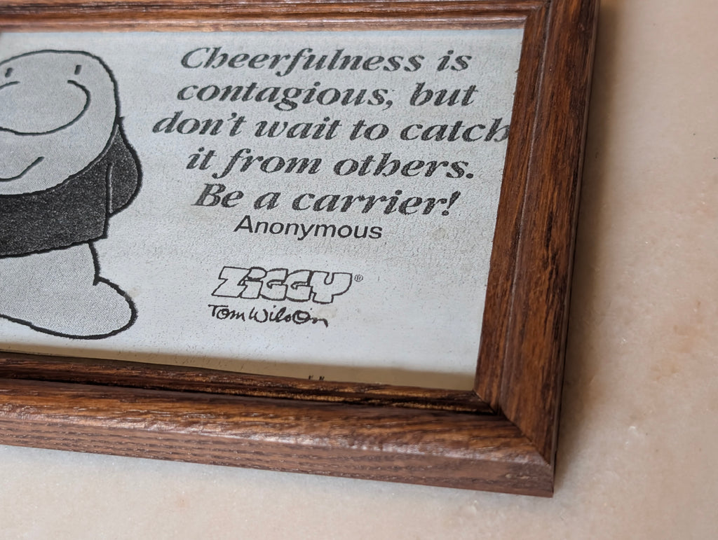 Ziggy Tom Wilson Framed Inspirational Quote Wall Art "Cheerfulness Is Contagious"