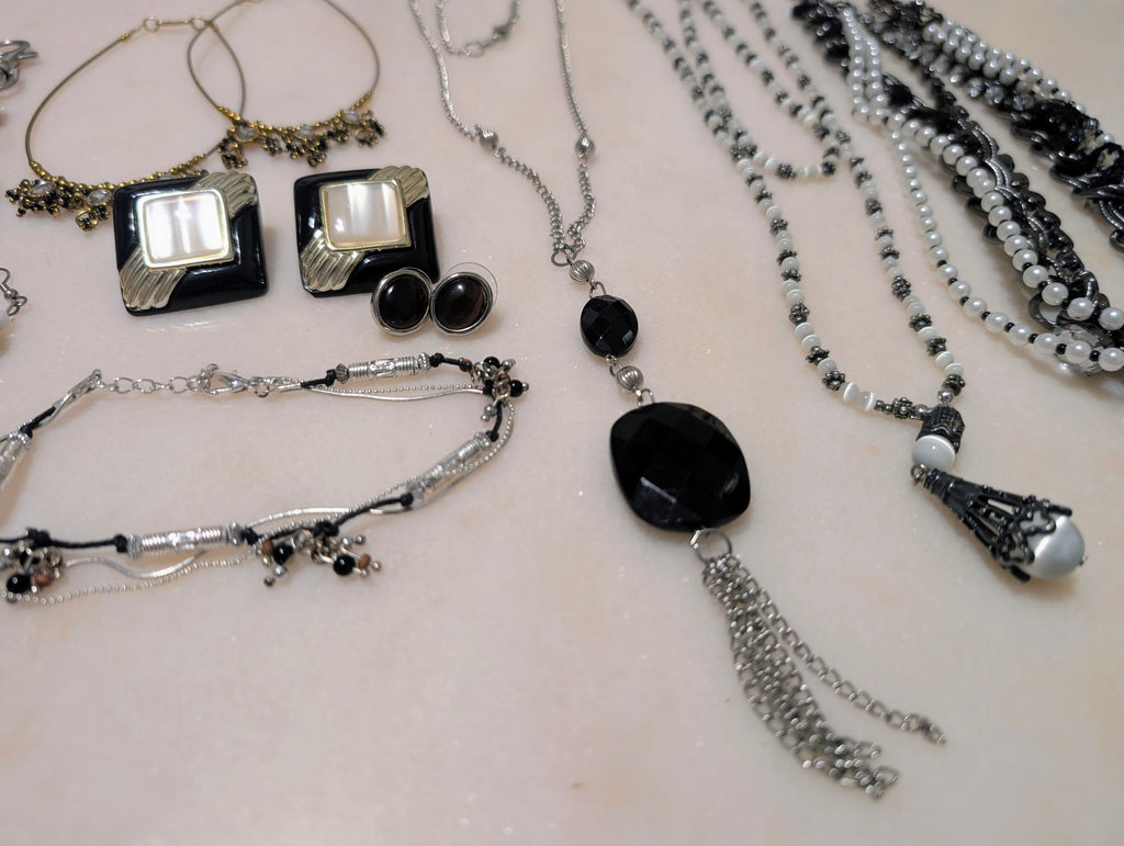 Vintage Jewerly Bundle:  Black/White Sleek Style