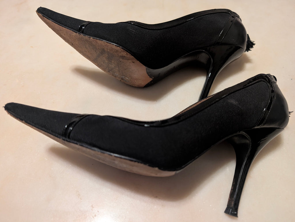 Iramo Italy Black Pointed Toe Pumps Tassel Heels EU 37 US 6.5-7 Leather Sole