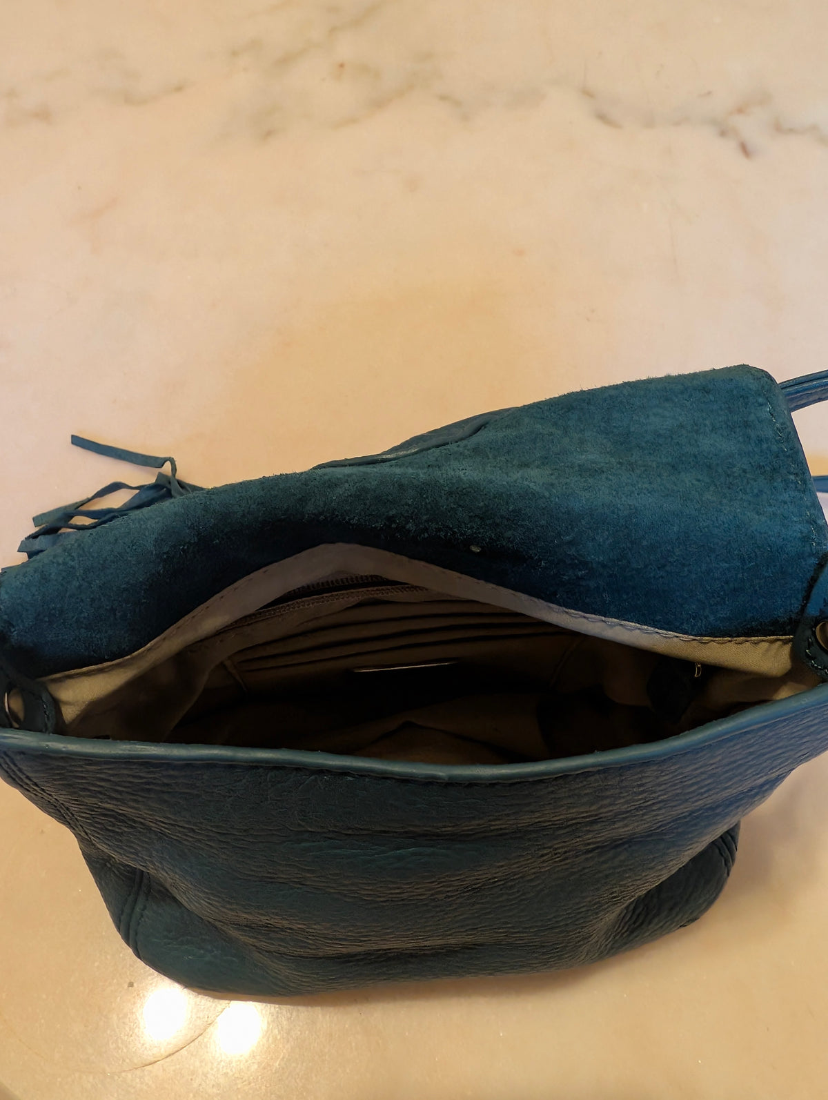 Alfani Leather Crossbody Bag (Teal Blue)
