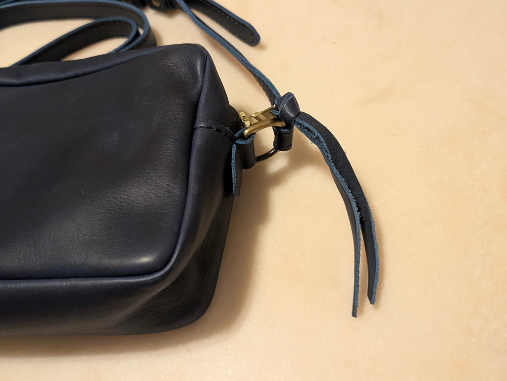 Portland Leather Goods Full Grain Leather Crossbody Purse Navy Blue