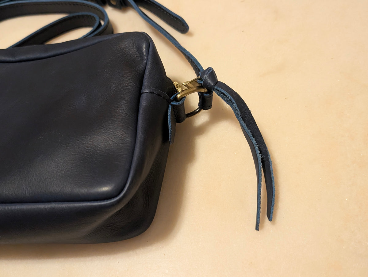 Portland Leather Goods Full Grain Leather Crossbody Purse Navy Blue