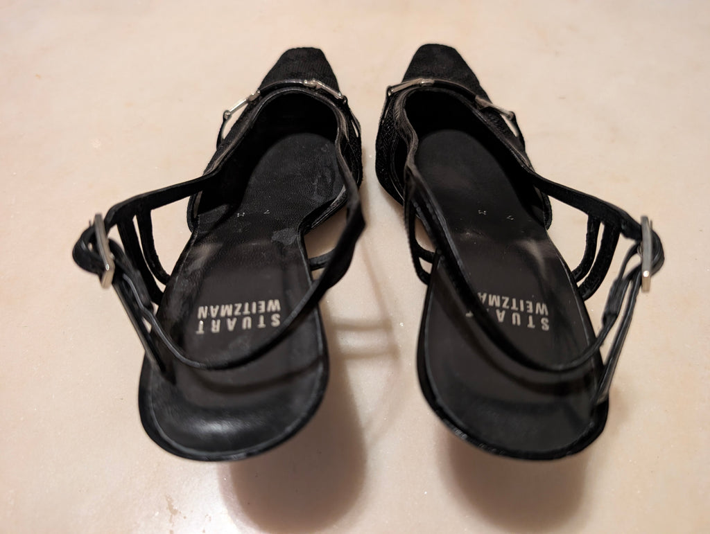 Stuart Weitzman black mesh slingback heels 7M
