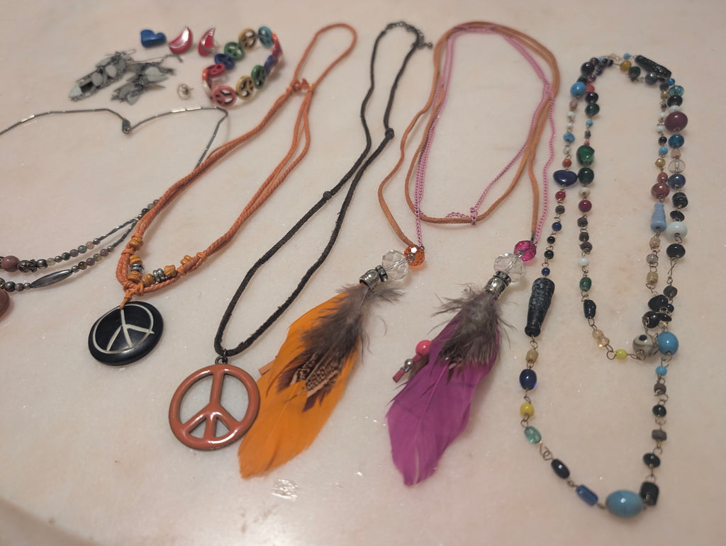 Vintage Silver Tone Jewelry Bundle: Boho Hippie Style