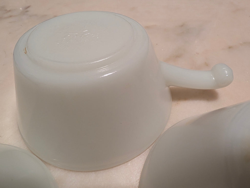 Fire-King Anchor Hocking Milk Glass Chili Bowls Soup Bowls With Handles (3)