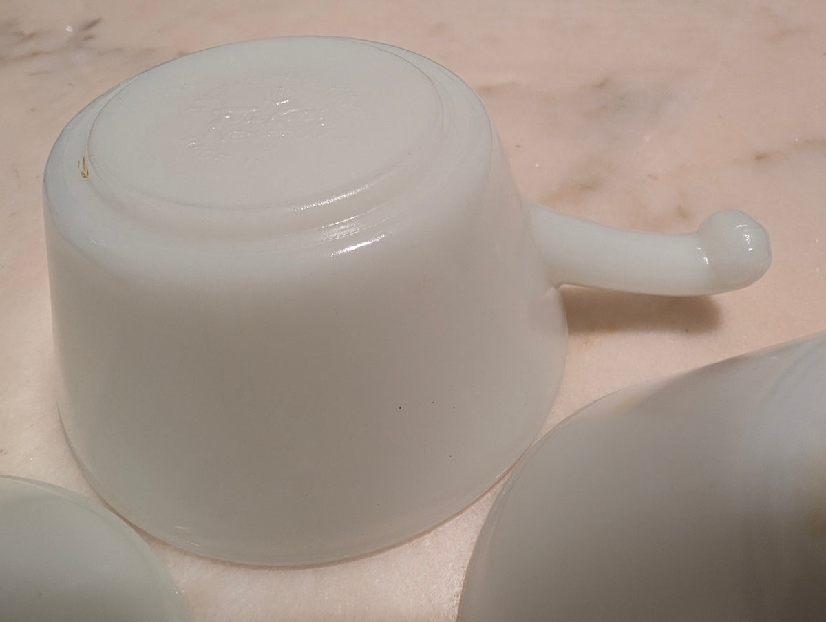 Fire-King Anchor Hocking Milk Glass Chili Bowls Soup Bowls With Handles (3)