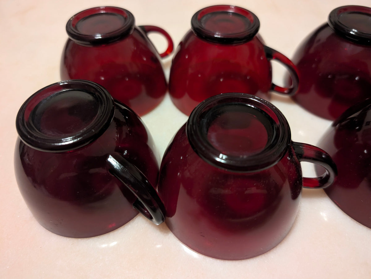 Vintage Anchor Hocking Ruby Red Glass Tea Cups – Set of 8 – Cranberry Glass Cups