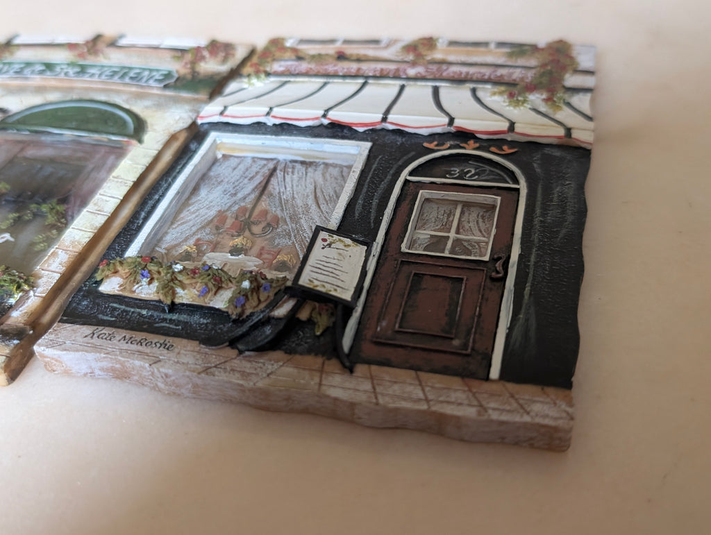 Kate McRostie Hand Painted Bistro Wall Plaques (3) European Café Restaurant