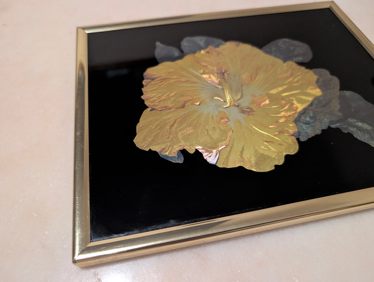 Vintage Kafka Industries Hibiscus Flower 3D Foil Wall Art (#4243) – Made in USA (1985)