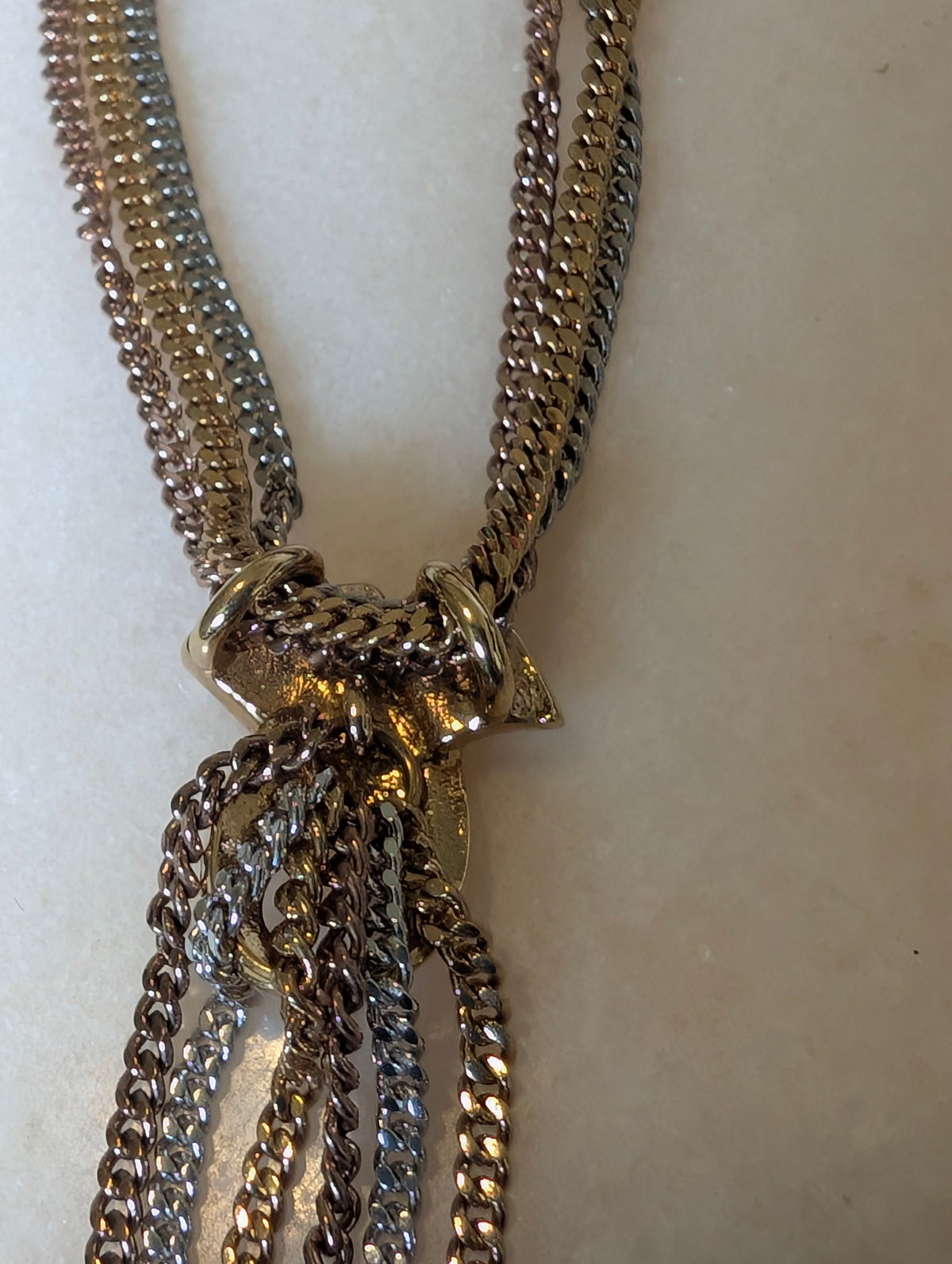 Vintage Designer Tri-Tone Tassel Necklace: Avon