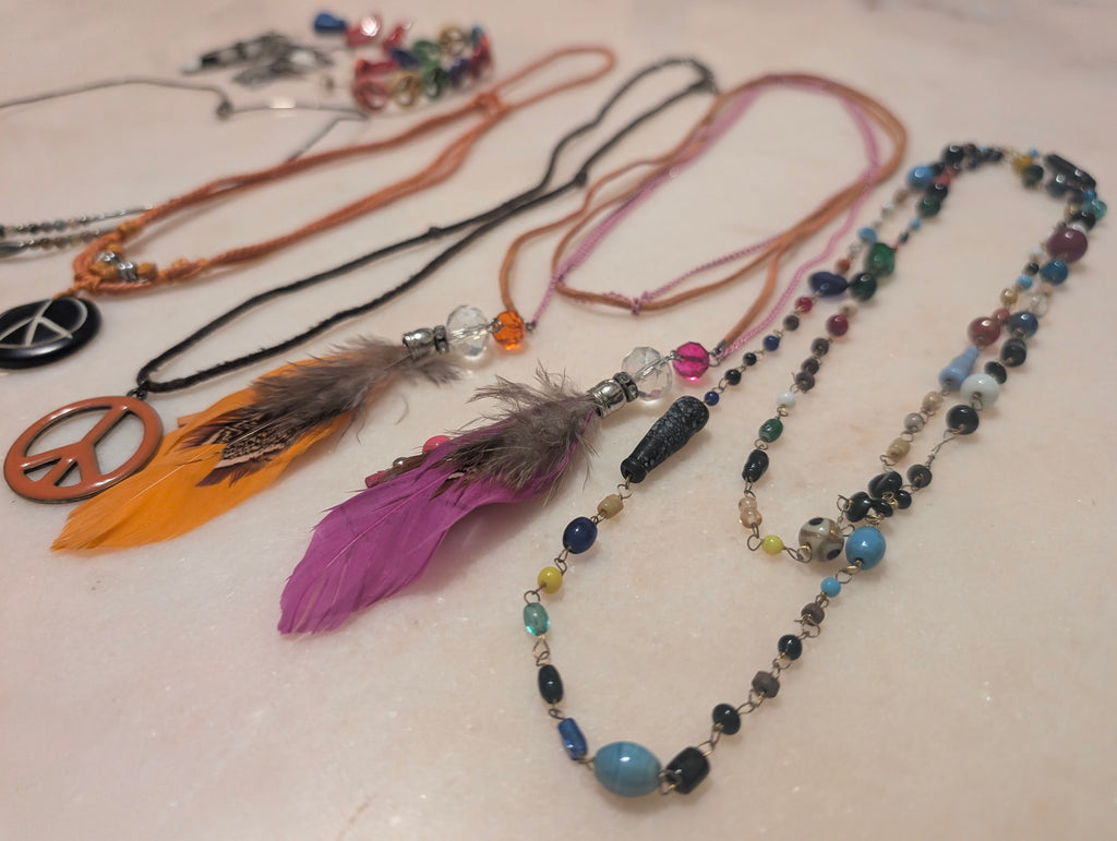 Vintage Silver Tone Jewelry Bundle: Boho Hippie Style