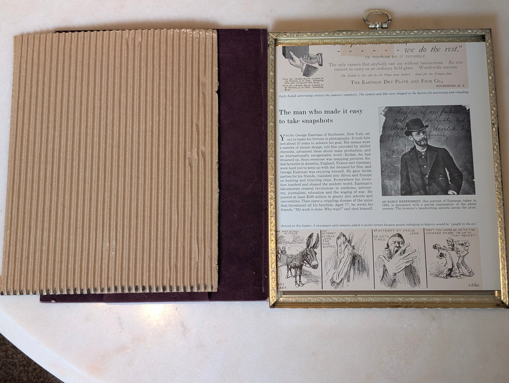 Hidden Picture Frame Sliding Panel Train Print Kodak George Eastman Novelty Frame