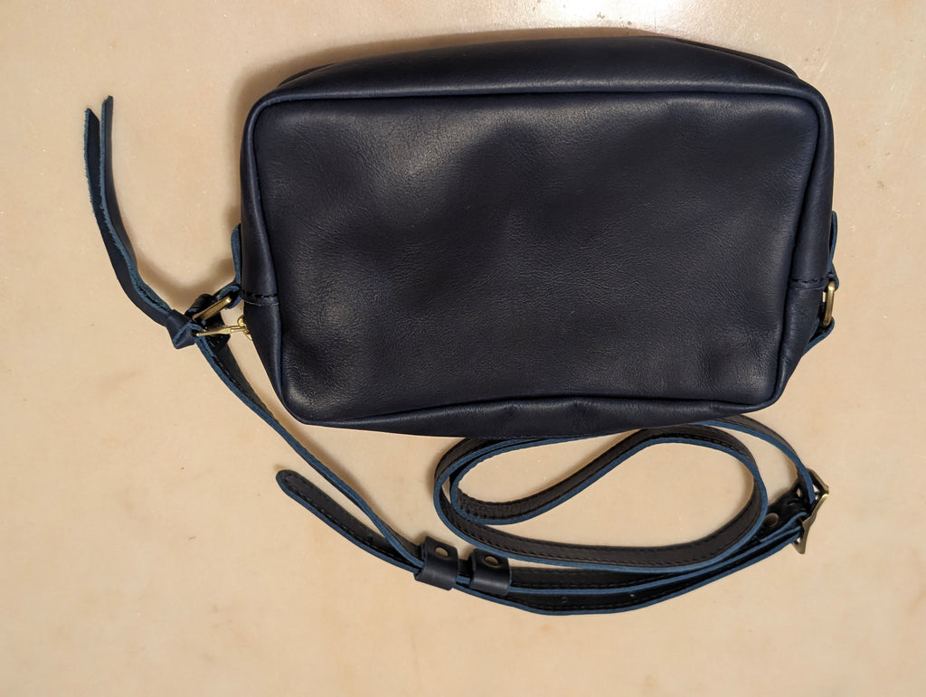 Portland Leather Goods Full Grain Leather Crossbody Purse Navy Blue