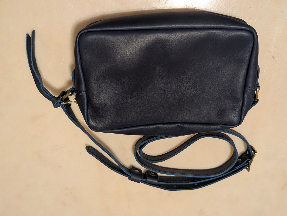 Portland Leather Goods Full Grain Leather Crossbody Purse Navy Blue
