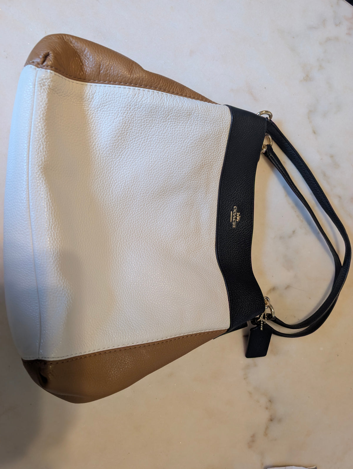 Coach,  Lexy: Colorblock Pebbled Leather Shoulder Bag / Hobo (Style F31992)