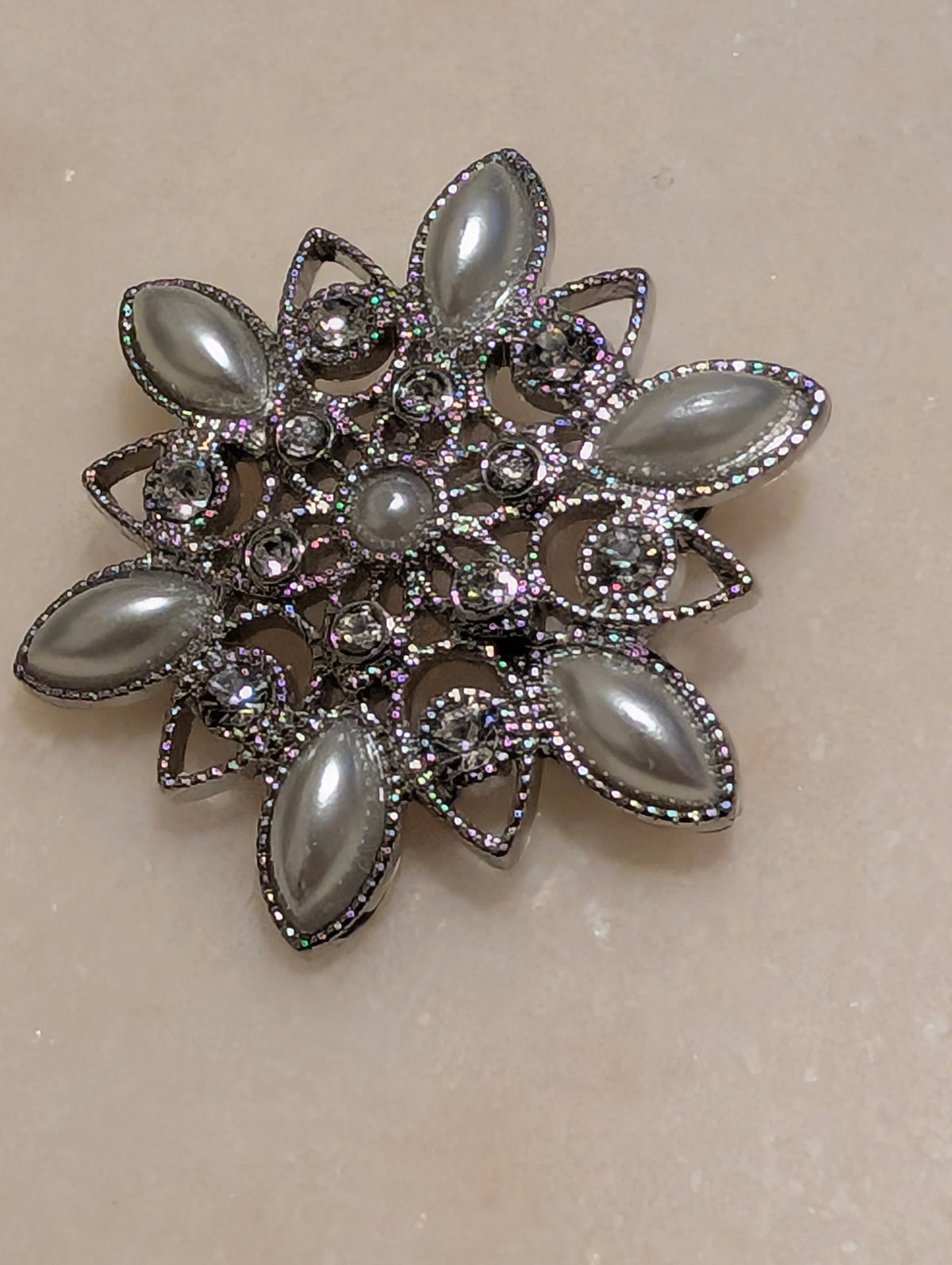 Floral Snowflake Brooch Pin Statement Costume Jewelry