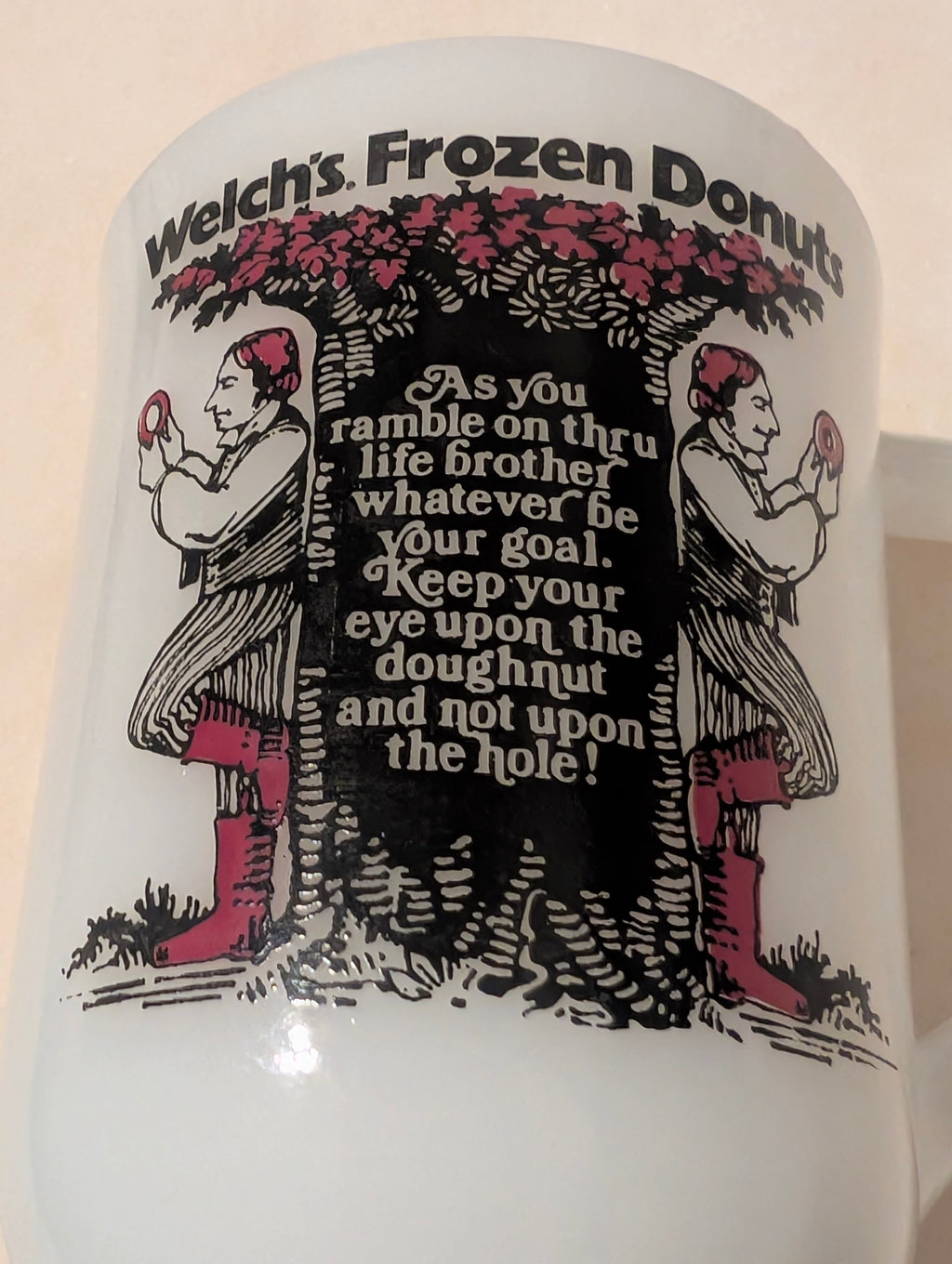 Vintage Welch's Frozen Donuts Milk Glass Pedestal Mug Footed Coffee Cup