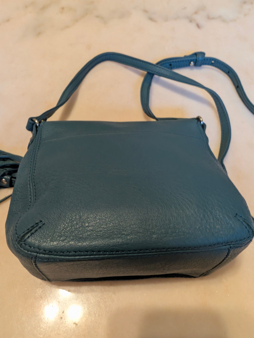 Alfani Leather Crossbody Bag (Teal Blue)