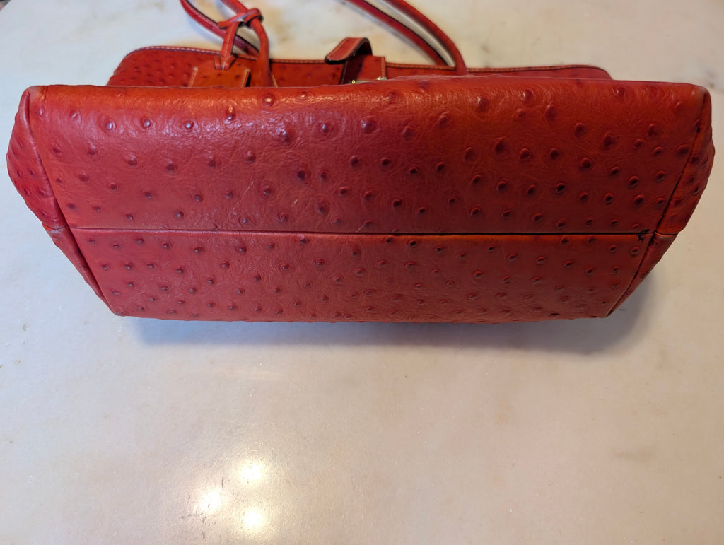 Dooney & Bourke Ostrich-Embossed Leather Tote (Red/Coral)