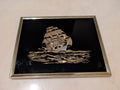 Vintage Kafka Industries #4118 3D Clipper Ship Foil Screen Etching Wall Art Framed Made in USA