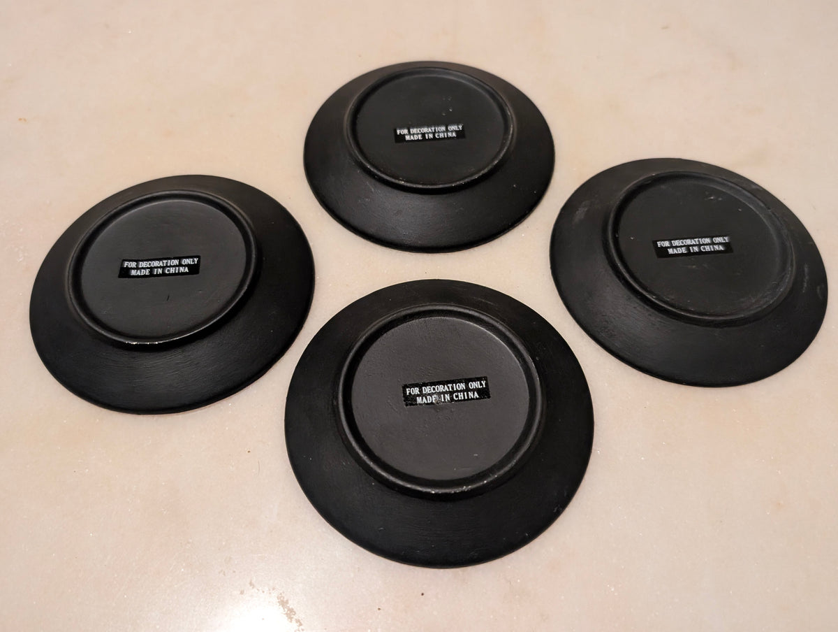 Set of 4 Decorative Coffee Theme Accent Plates decor