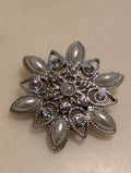 Floral Snowflake Brooch Pin Statement Costume Jewelry