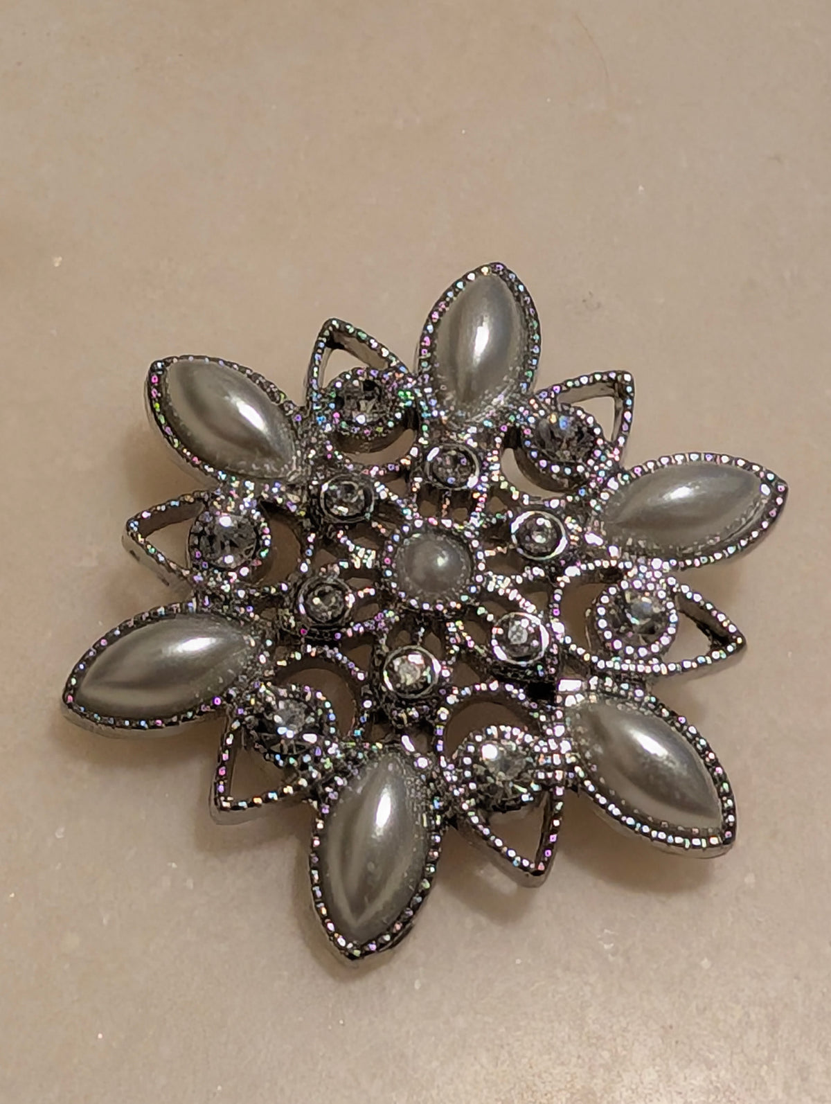 Floral Snowflake Brooch Pin Statement Costume Jewelry