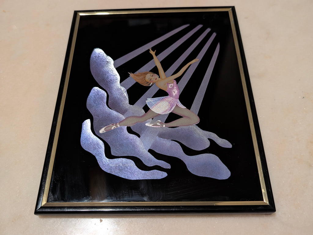 Vintage Kafka Industries #4389 Ballerina 3D Foil Wall Art Framed Ballet Dancer Made in USA