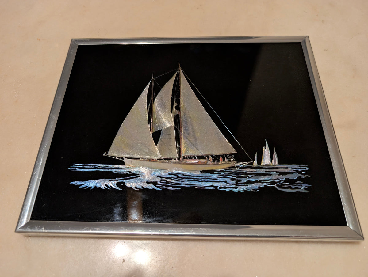 1985 Kafka Industries 4119 Sailing Yacht 3D Foil Screen Etching Framed