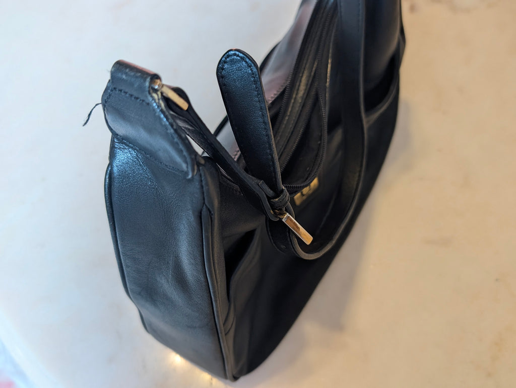 Vintage Etienne Aigner Black Genuine Leather Shoulder Bag Purse