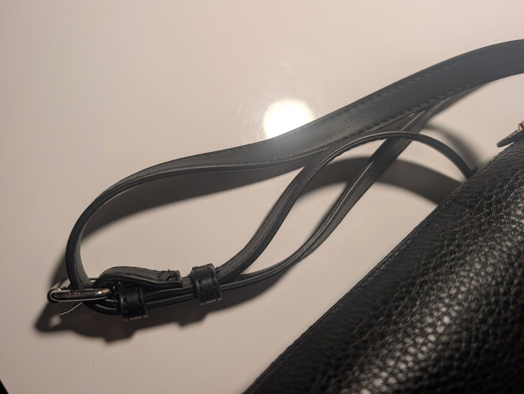 Anne Klein Black Pebbled Faux Leather Tote Crossbody Bag